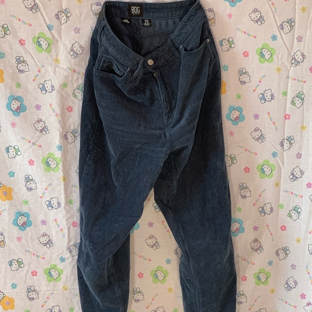 BDG Corduroy Navy Blue Mom High Rise Jeans